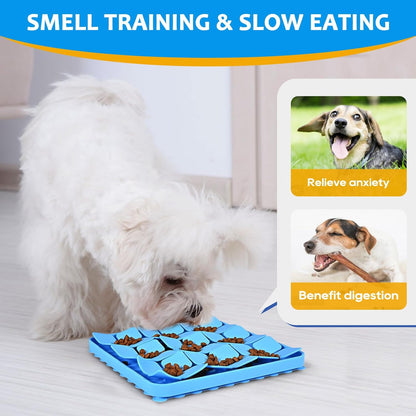 Silicone Snuffle Mat for Dogs 2 Pack, Silicone Dog Slow Feeder Lick Mat with Suction Cups, Dog Puzzle Feeder Toys Sniff Mat Foraging Mat for Smell Training Slow Eating, Blue & Purple