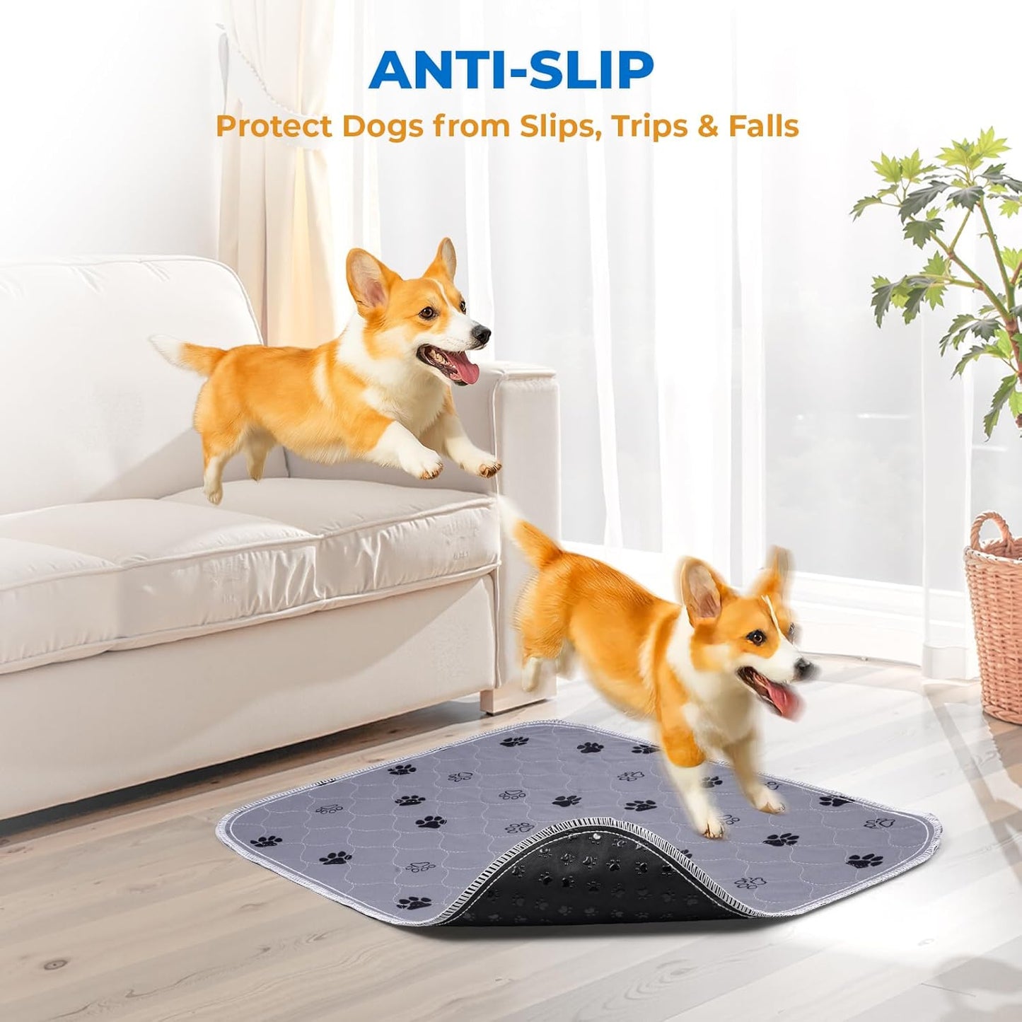 Fostanfly Washable Pee Pads for Dogs, 2 Pack Large 36"x41" Ultra-Absorbent and Leak-Proof Non-Slip Reusable Potty Training Pads for Dogs, Cats, Puppy, Potty Training of Add 8 Lanyards