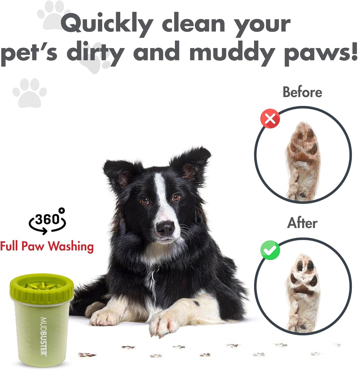 Dexas MudBuster Medium Dog Paw Cleaner in Fuchsia - Fits 1.5"-2.5" Wide Paws, Portable Paw Washer for Muddy Paws, Dog Paw Cleaning Cup with Gentle Silicone Bristles, Quick Clean Pet Paw Washer