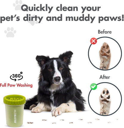 Dexas MudBuster Medium Dog Paw Cleaner in Fuchsia - Fits 1.5"-2.5" Wide Paws, Portable Paw Washer for Muddy Paws, Dog Paw Cleaning Cup with Gentle Silicone Bristles, Quick Clean Pet Paw Washer