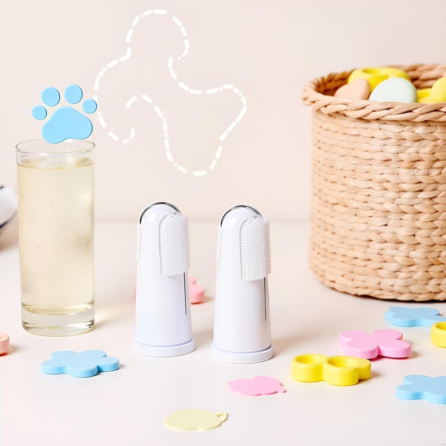 10Pcs White Dog Finger Toothbrush Food Grade Soft Bristles Pet Toothbrush, Soft Silicone Cat Toothbrush Washable and Comfortable Dog Toothbrushes