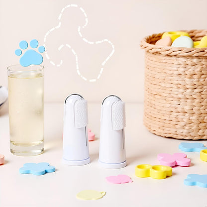 10Pcs White Dog Finger Toothbrush Food Grade Soft Bristles Pet Toothbrush, Soft Silicone Cat Toothbrush Washable and Comfortable Dog Toothbrushes