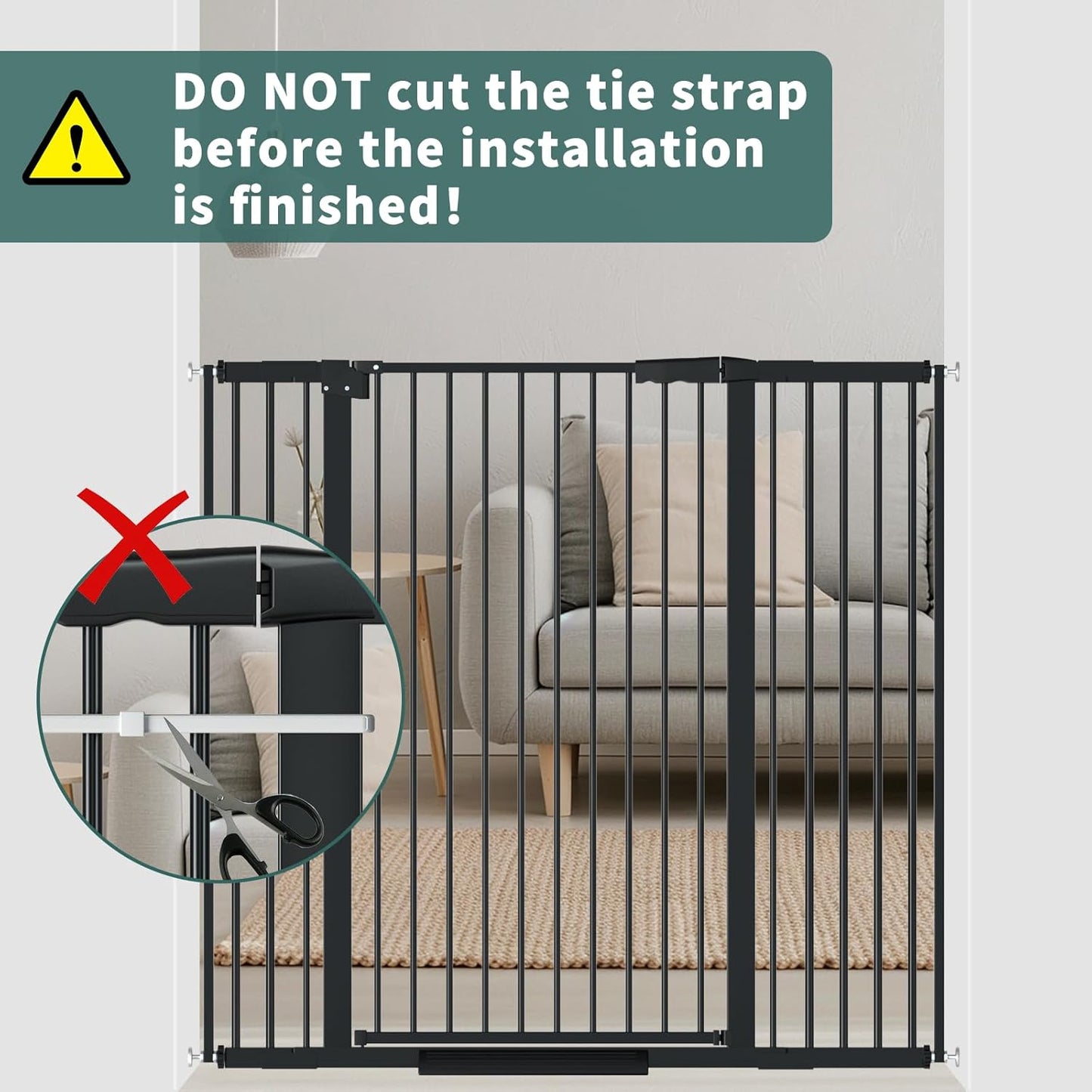 AiWMGL 40.55" Tall, 53.74-61.61 Inch Wide, 1.37" Ultra Narrow Spacing Dog Pet Baby Gate Indoor for Doorway Hallway, Pressure Mounted 54 55 56 57 58 59 60 61 Inches Wide