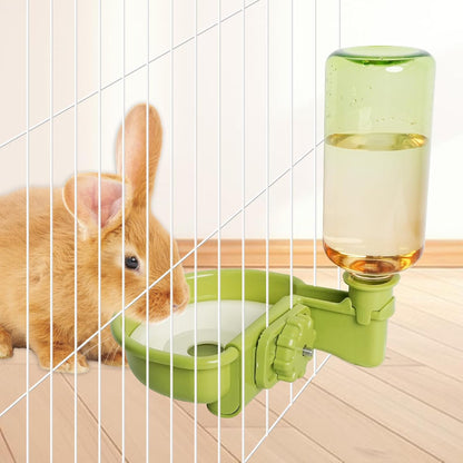VANNON 16oz Pet Water Bottle, Gravity Dog Water Bowl Dispenser for Cage, Anti-Overflow Water Dispenser for Small Dogs, Cats, Rabbits and Other Small Animals, BPA Free, Grey