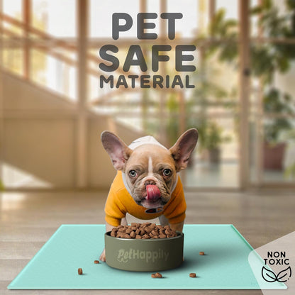 Dog Food Mat - Raised Edges Dogs Mat for Food and Water Prevent Spill, Waterproof Cat Food Mats Protect Floors, Easy Clean Dog Bowl Mats for Food and Water, Silicone Pet Feeding Placemats