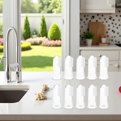 10Pcs White Dog Finger Toothbrush Food Grade Soft Bristles Pet Toothbrush, Soft Silicone Cat Toothbrush Washable and Comfortable Dog Toothbrushes