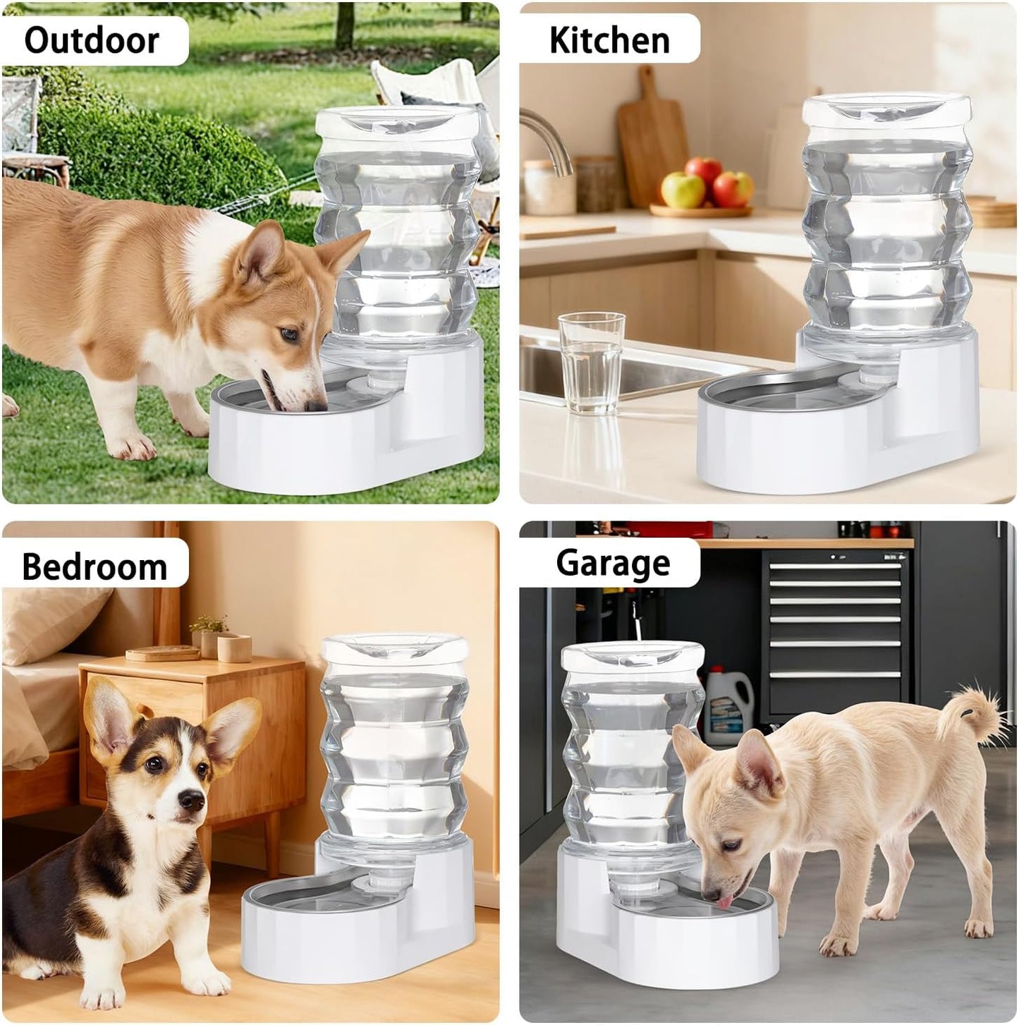 RIZZARI 8L Elevated Pet Water Dispenser – Stainless Steel Gravity Waterer with Auto-Refill Design for Medium and Large Dogs & Senior Pets -Comfortable Drinking Height for Living Rooms,Multi-Pet Homes
