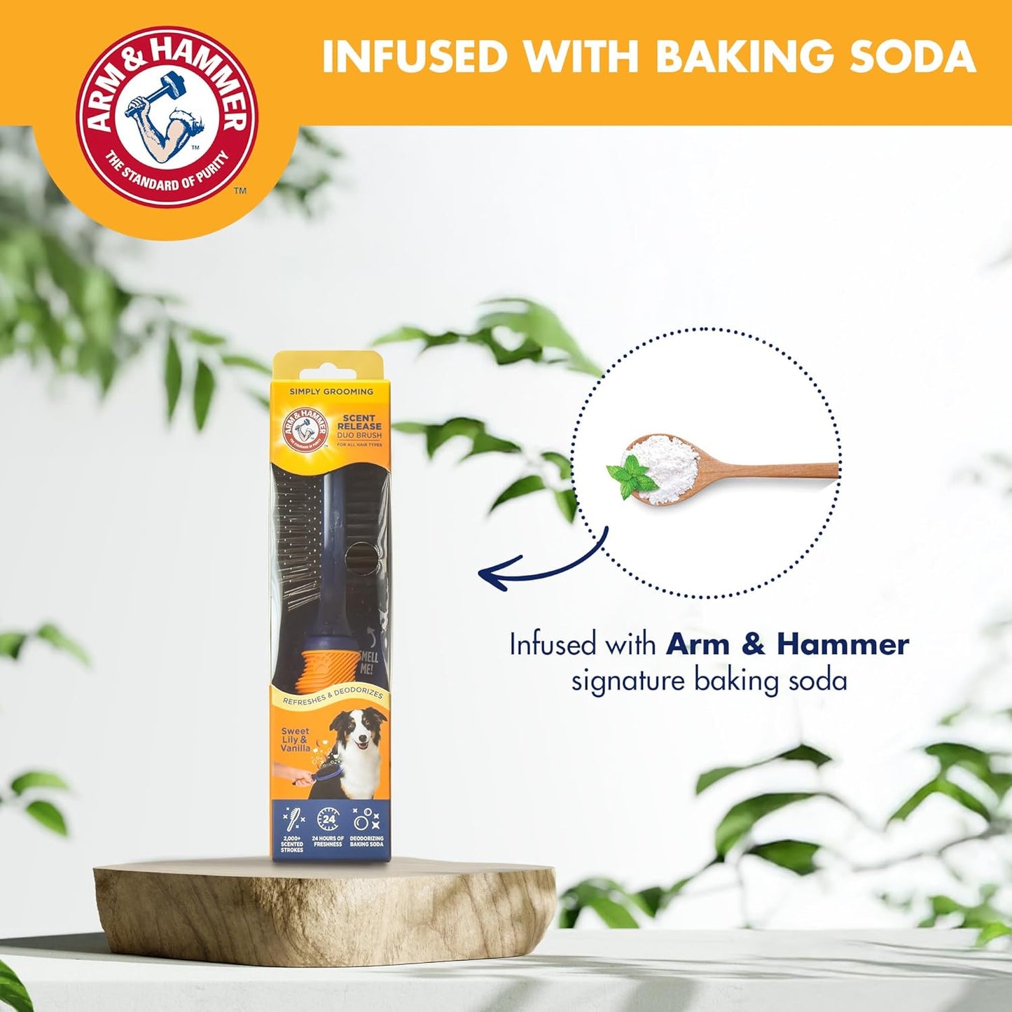 Arm & Hammer Deodorizing Dog Grooming Comb, Fragrance Transfer Technology with Baking Soda, Fine & Standard Teeth for Detangling & Flea Removal, Dematting Tool for Dogs, Sweet Apple & Rose Scent