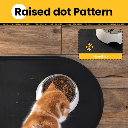 Conlun Dog Food Mat,1/2 Inch Raised Edges Cat Feeding Mat,BPA-Free Silicone Pet Mats for Floor Waterproof,Rubber Placemats for Food and Water Bowls(Natural Tan,18.9"x11.8")