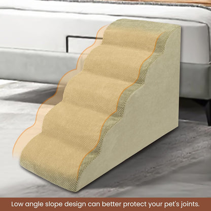 Dog Stairs for Small Dogs, 3 Tiers High Density Foam Dog Ramp, Extra Wide Non-Slip Pet Steps for High Beds Or Couch, Soft Foam Doggie Ladder for Dogs Injured, Older Pets, Small Cats