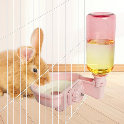 VANNON 16oz Pet Water Bottle, Gravity Dog Water Bowl Dispenser for Cage, Anti-Overflow Water Dispenser for Small Dogs, Cats, Rabbits and Other Small Animals, BPA Free, Grey