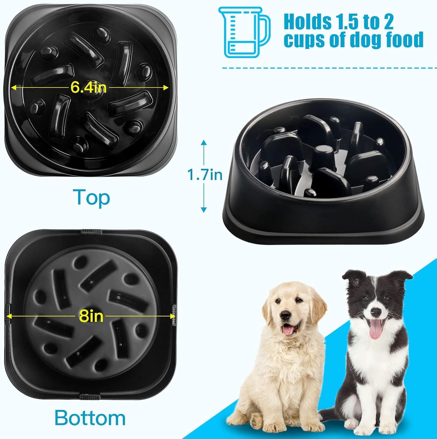 UPSKY Slow Feeder Small Dog Bowl - Anti-Slip Puzzle Bowl Feeder, Interactive Bloat Stop, Anti-Choking