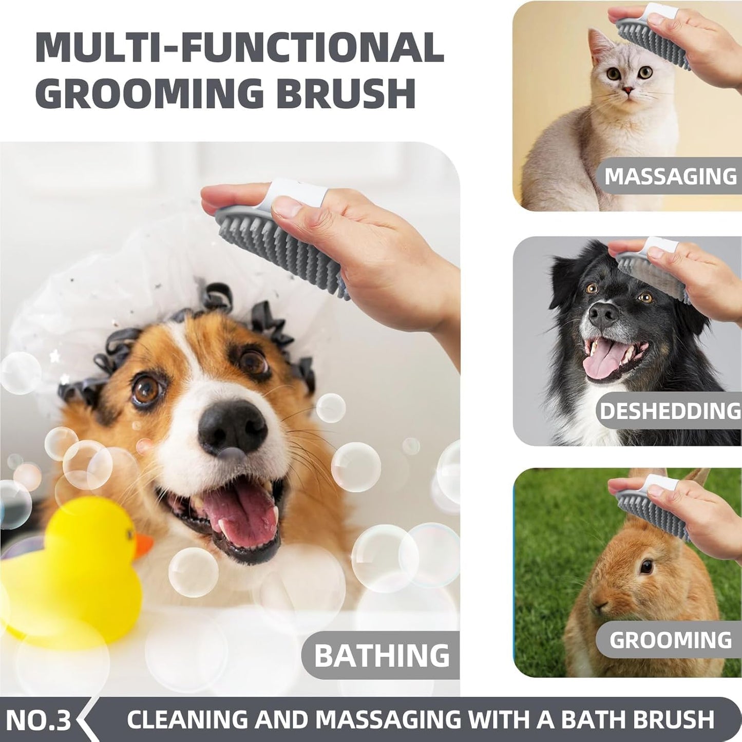 Dog Brush for Shedding,6 PCS in One Pet Slicker Hair Brush Kit Organizer Bag - Dog Cat Grooming Deshedding Undercoat Rake Brush Comb for All Small Large Dogs Cats Grey