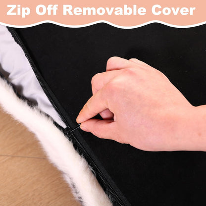 Bedfolks Waterproof Dog Crate Bed, Plush With Removable Washable Cover, Faux Fur Crate Pad for Medium Dogs, Fluffy Kennel 29"x21", Dark Grey