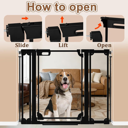 WAOWAO Clear Baby Gate for Stairs Modern Design Acrylic Auto Close Pet Gate, 29.52-37.79" Wide Safety Baby Gate for Doorways,White Clear Dog Gates Indoor, Hallways,Kitchen