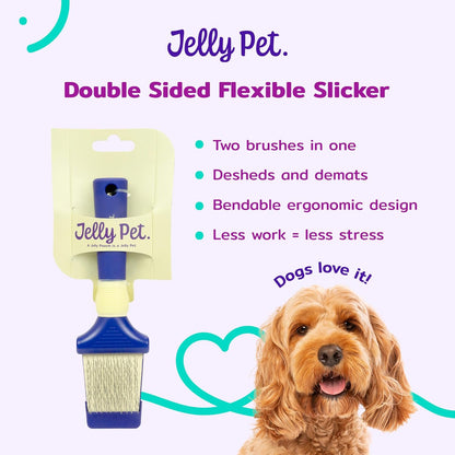 Jelly Pet Double Sided Dog Slicker Brush, Longer Pins, Flexible Head, Fine/Coarse Sides, Removes Unwanted Tangles, Medium, Pink