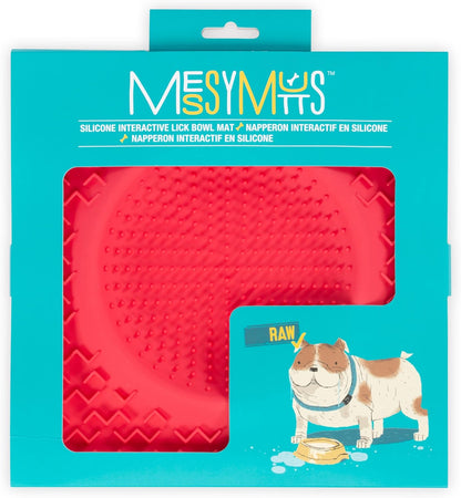 Messy Mutts Silicone Therapeutic Licking Bowl Mat | 10" x 10" | Slow Feeder Mat for Boredom & Anxiety | Lick Pad for Dogs & Cats (Blue)