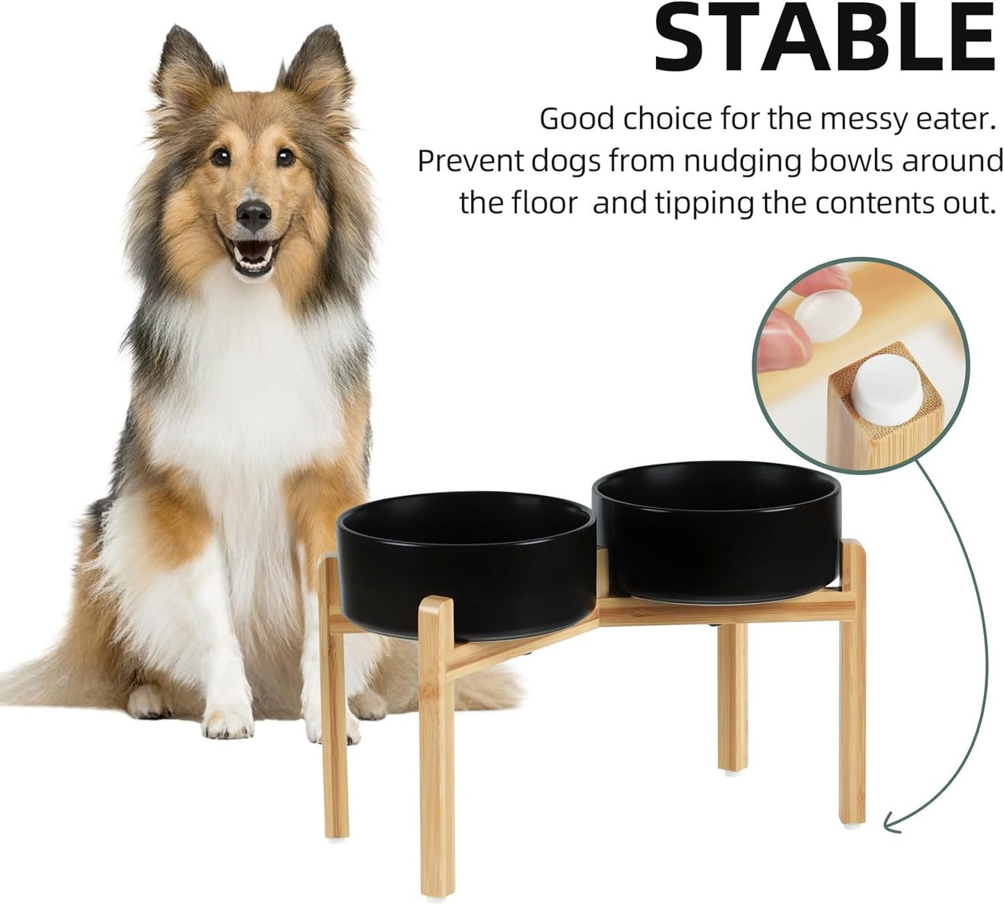 Havniva 8.3” Dog Bowls Elevated Ceramic Dog Food and Water Bowl, Raised Dog Water Bowl with Stand Non-Slip Rubber Base Large Capacity Feeding Pet Food Bowl for Large Dogs