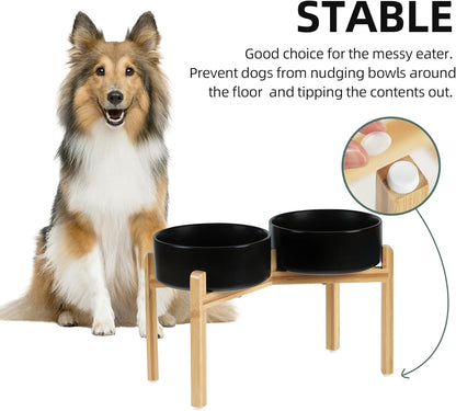 Havniva 8.3” Dog Bowls Elevated Ceramic Dog Food and Water Bowl, Raised Dog Water Bowl with Stand Non-Slip Rubber Base Large Capacity Feeding Pet Food Bowl for Large Dogs