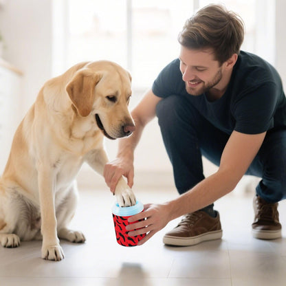 Peppers Chili Red Pattern Dog Paw Cleaner Cup with Soft Silicone Brush, Portable Lightweight Small Muddy Paw Washer for Dogs, Easy to Use Pet Foot Cleaner