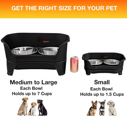 Neater Feeder Express Mess Proof Dog Bowls Elevated for Small Breeds under 15 Lb, Made in USA, No Spill Raised Dog Food Bowl Stand, Stainless Steel Food and Water Bowl Set, Feeding Station, Cappuccino