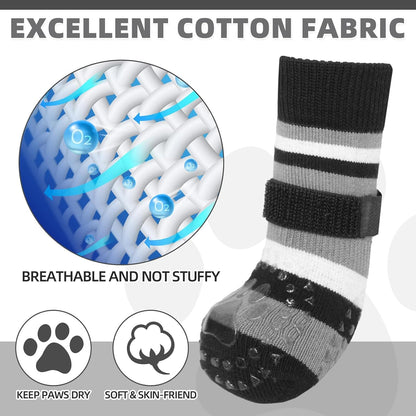 KOOLTAIL Dog Socks Shoes for Hot Pavement to Prevent Licking Paws, Winter Dog Boots&Paw Protector for Hardwood Floors Anti Slip,Traction Control Grip Booties for Small Medium Large Senior Dogs,Black M