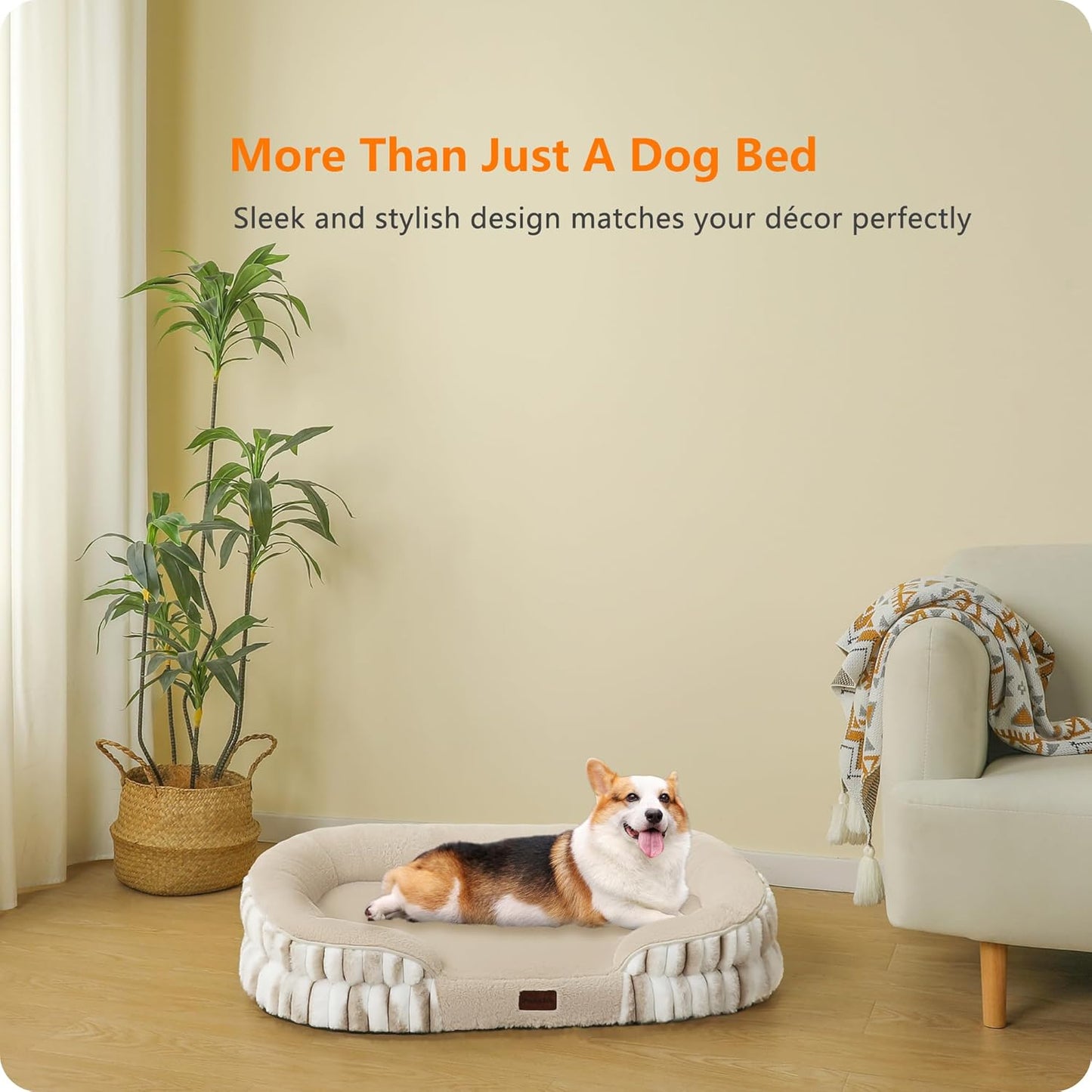 Dwanton Orthopedic Dog Bed for Medium Dogs with Gel Memory Foam, Waterproof Dog Sofa, Washable Pet Bed with Four Sided Bolster Cushion, Removable Cover & Non-Slip Bottom, 36", Dark Gray