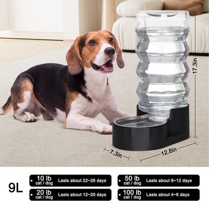 RIZZARI 8L Elevated Pet Water Dispenser – Stainless Steel Gravity Waterer with Auto-Refill Design for Medium and Large Dogs & Senior Pets -Comfortable Drinking Height for Living Rooms,Multi-Pet Homes
