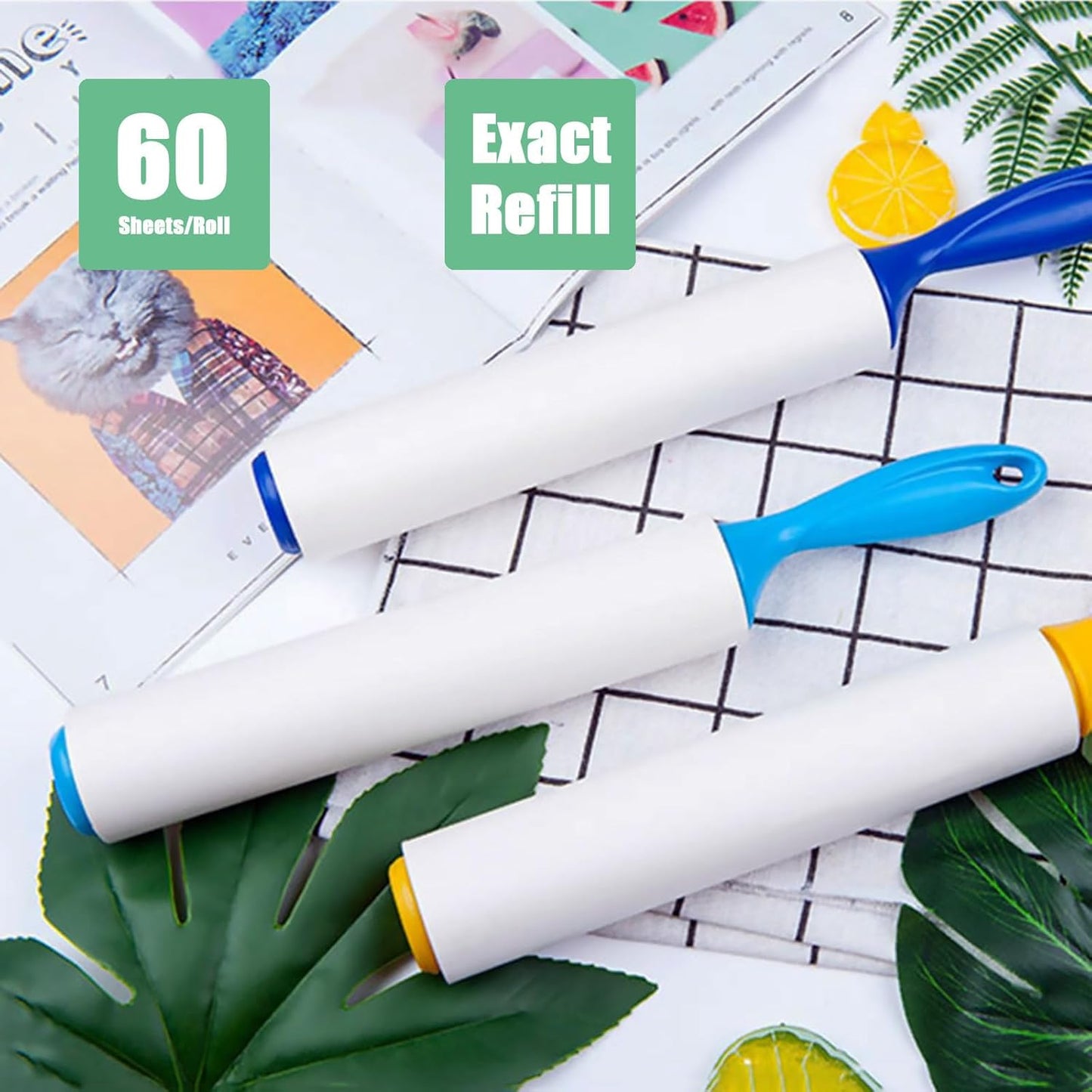 7.5 inch Lint Roller Refills Only, Pet Hair Remover Refills for Clothes Carpet Floor Couch, Extra Sticky Lint Brush Roller Refills, Pack of 5 Rolls, Total 300 Sheets (7.5'' Wide)