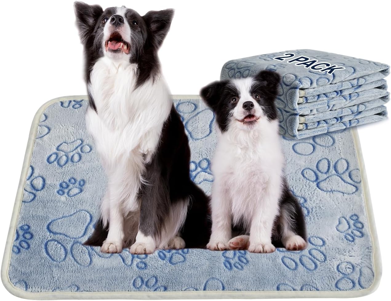 Qeils Reusable Puppy Pads, 2 Pack Washable Pee Pads for Dogs, Waterproof Non Slip Wee Wee pad, Absorbent and Leakproof Training Mats for Potty, Crate, Playpen, Bed, Sofa, 18"x 24"