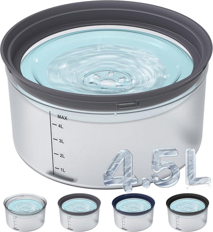 Decflow 1.2Gallon Dog Water Bowl No Spill, 4.5L Large Capacity Spill Proof Dog Bowls with Transparent Floating Disk, No Splash Slow Drinking Dog Bowl for Sloppy Messy Drinkers (Clear)