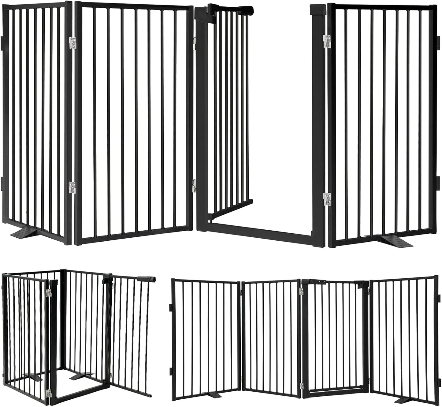 Snagle Paw Full Metal Freestanding Dog Gate,Indoor Dog Gate with Floor Protect Support Feet, 40x24 Inches Foldable Dogs Barrier for Stairs, Hallways and Doorways (24'' H 2 Panel, White