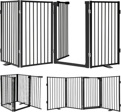 Snagle Paw Full Metal Freestanding Dog Gate,Indoor Dog Gate with Floor Protect Support Feet, 40x24 Inches Foldable Dogs Barrier for Stairs, Hallways and Doorways (24'' H 2 Panel, White