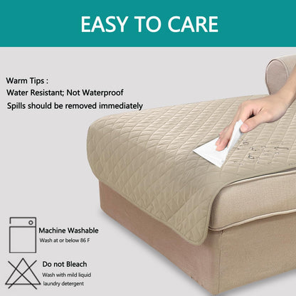 U-NICE HOME Reversible Sofa Cover Washable Couch Cover for Dogs Friendly with Elastic Straps Water Repellent Furniture Protector for 3 Cushion Couch (Sofa, Coffee/Beige) - Colors B