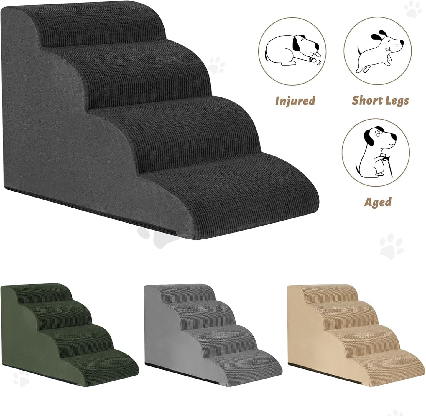 Aodisman 3-Step Dog Ramp and Stairs for Sofa and Chair - Non-Slip Sturdy Pet Steps for Small Dogs and Cats,15.7" H,Grey