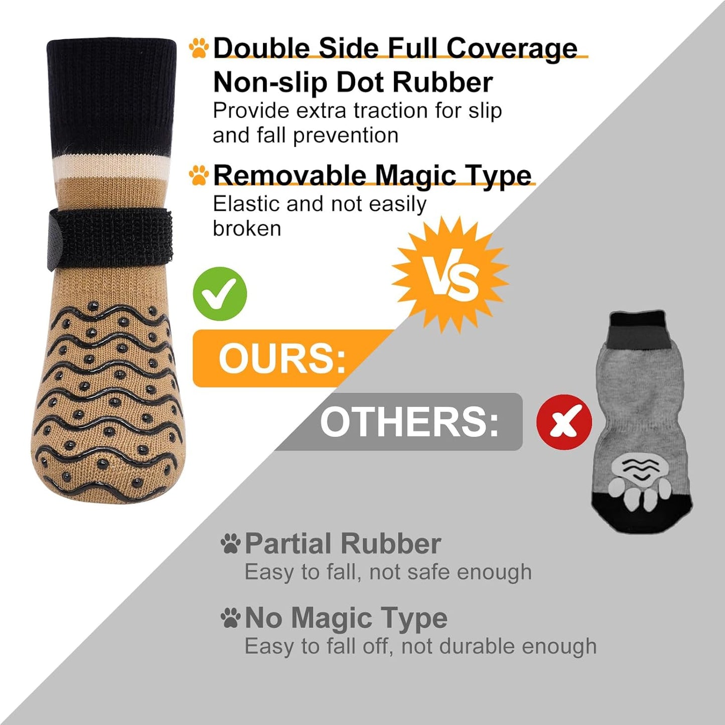 BEAUTYZOO Dog Socks to Prevent Licking Paws -Dog Shoes for Hot Pavement & Hardwood Floors Anti Slip, Traction Control Boots & Paw Protectors with Double Side Grips for Small Medium Large Senior Dogs