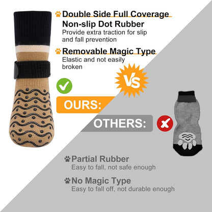 BEAUTYZOO Dog Socks to Prevent Licking Paws -Dog Shoes for Hot Pavement & Hardwood Floors Anti Slip, Traction Control Boots & Paw Protectors with Double Side Grips for Small Medium Large Senior Dogs
