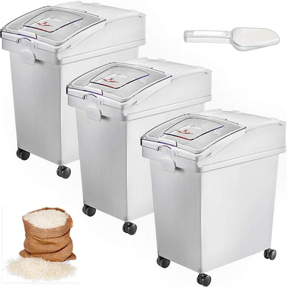 VEVOR Rice Storage Container, 4.5Gallon/20L Capacity Large Dog Food Dispenser Bin, Kitchen Ingredient Grain Cereal Flour Bin, Pet food Containers with Wheels, Measuring Cup, Airtight Lid, 1 Pack