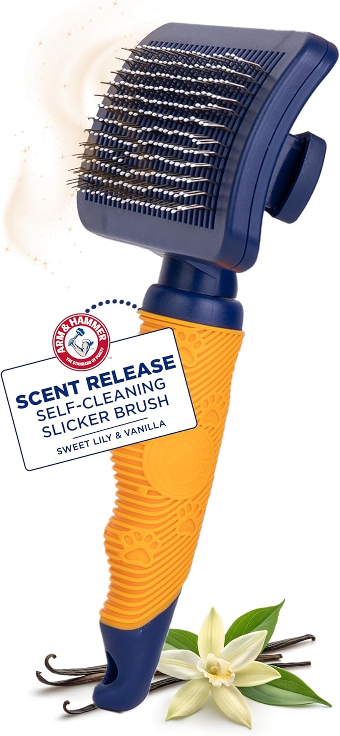 Arm & Hammer Deodorizing Dog Grooming Comb, Fragrance Transfer Technology with Baking Soda, Fine & Standard Teeth for Detangling & Flea Removal, Dematting Tool for Dogs, Sweet Apple & Rose Scent