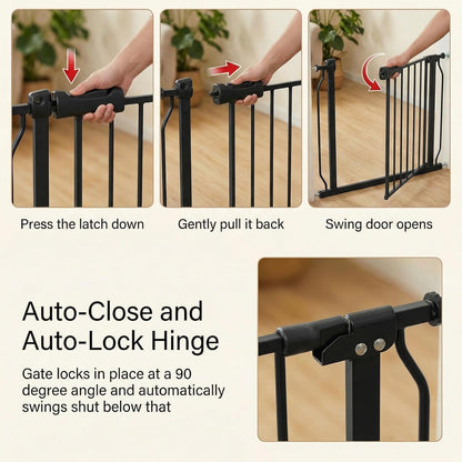 Extra Wide Baby Gate Tension Indoor Safety Gates Black Metal Large Pressure Mounted Pet Gate Walk Through Long Safety Dog Gate for The House Doorways Stairs (62.2"-66.93"/158-170CM, Black)