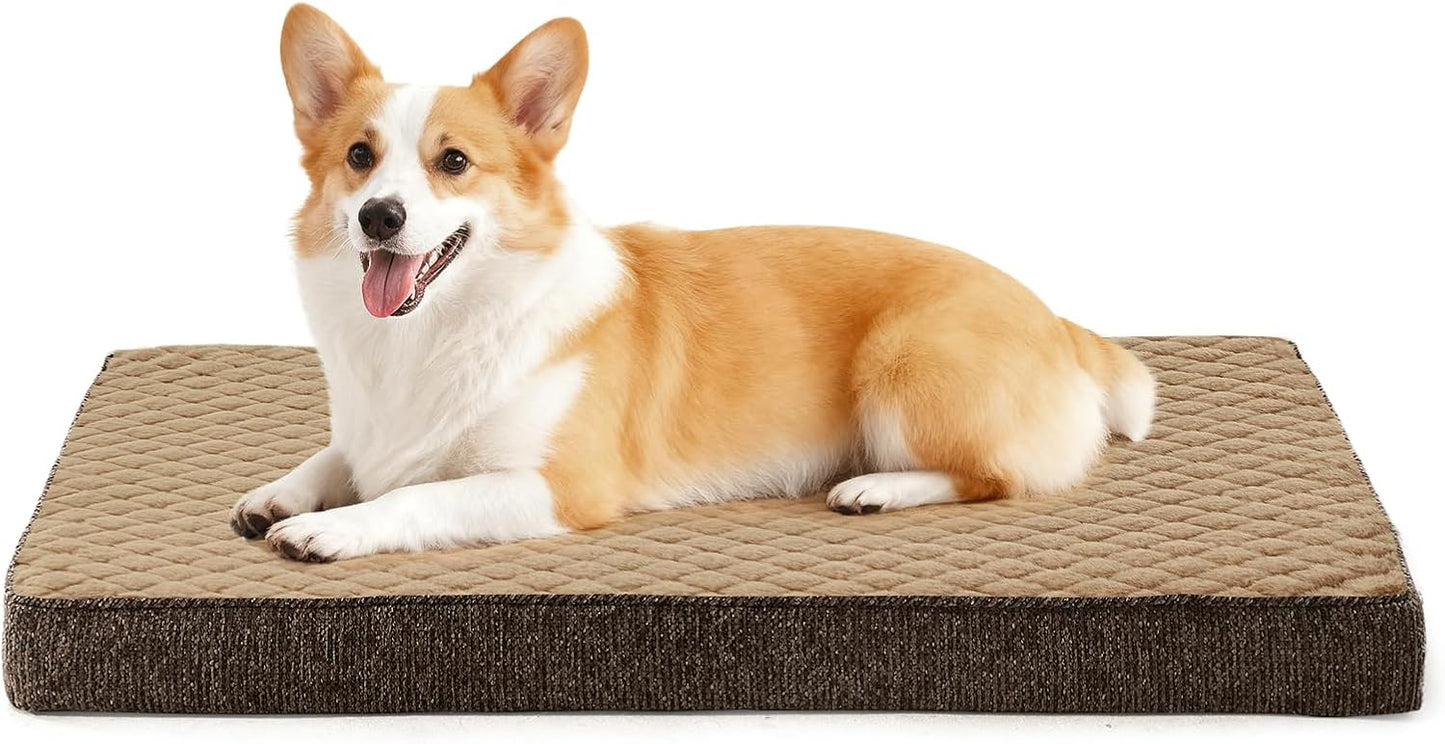 JOEJOY XL Dog Beds Large Sized Dog, Orthopedic Big Dogs Crate Bed with Washable Removable Cover, Extra Thick Egg-Crate Memory Foam Pet Beds up to 80 lbs, Grey, 41"x27"