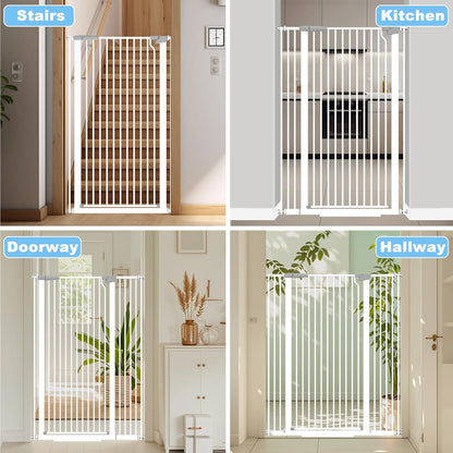 51.18" Extra Tall Cat Gate for Doorway,29.5"- 48.4" Wide Auto Close Tall Pet Gate No Drilling Pressure Mounted for Hallway Kitchen,Black
