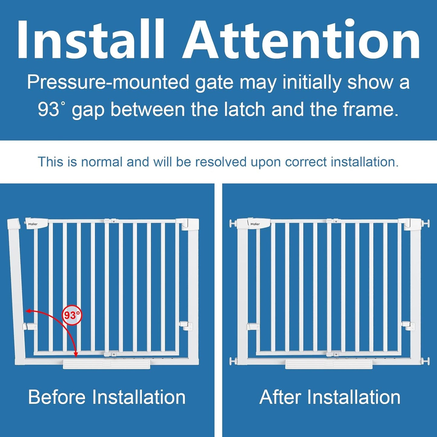 Malier Large Walk-Thru Door Baby Gate, 29-40" No Drill Pressure Mounted Dog Gate with Auto Close, Safety Gate Pet Gate for Stairs, Doorways, Child and Dogs Indoor (Black, 29''- 40''W × 30''H)