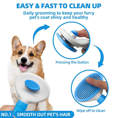 Dog Brush for Shedding,6 PCS in One Pet Slicker Hair Brush Kit Organizer Bag - Dog Cat Grooming Deshedding Undercoat Rake Brush Comb for All Small Large Dogs Cats Grey