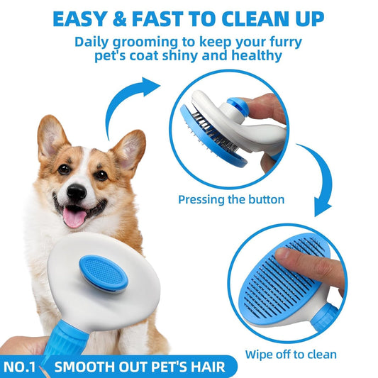 Dog Brush for Shedding,6 PCS in One Pet Slicker Hair Brush Kit Organizer Bag - Dog Cat Grooming Deshedding Undercoat Rake Brush Comb for All Small Large Dogs Cats Grey