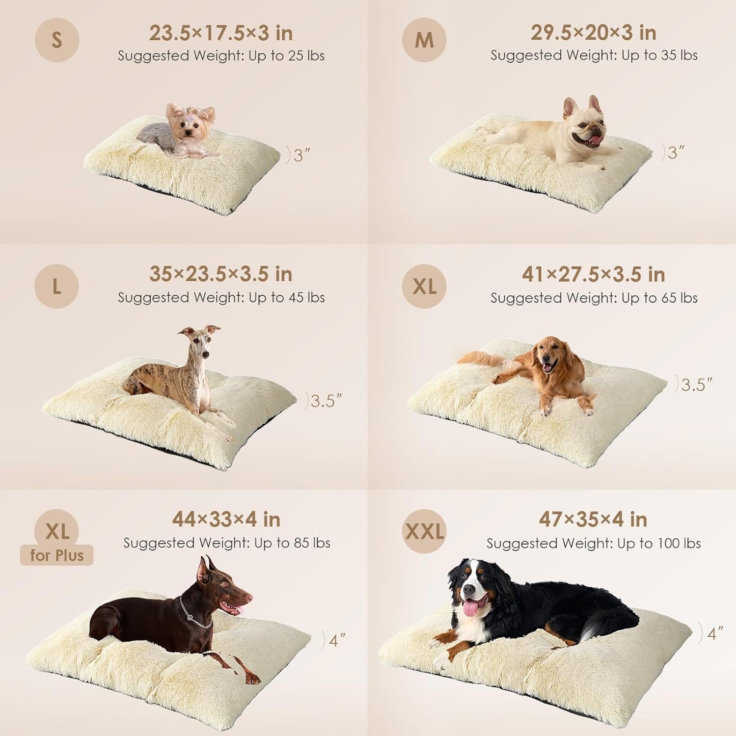 EHEYCIGA Fluffy Dog Crate Bed for Medium Dogs, Plush Faux Fur Crate Pad, Calming Anti Anxiety Medium Dog Bed, Washable Soft Warm Crate Mat with Non-Slip Bottom