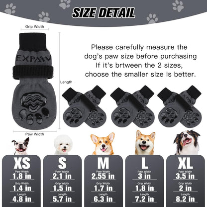 EXPAWLORER 6Pcs Anti-Slip Dog Socks to Prevent Licking Paws,Dog Shoes for Hot Pavement,Dog Booties Traction Control on Hardwood Floor,Boots & Paw Protectors, for Puppy Small Medium Large Senior Dogs