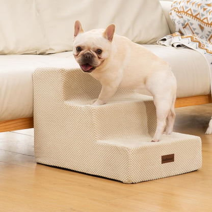 Aodisman Dog Stairs for Small Dogs, 3-Step Non-Slip Pet Stairs for Couch Sofa and Chair, Dog Bed Stairs for Puppy, Older Cat,Grey,13.6" H