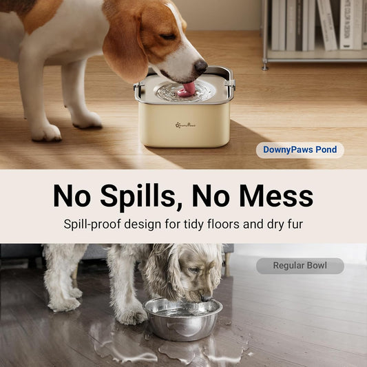 DownyPaws No Spill Water Bowl for Dogs,101oz/3L Slobber Stopper Stainless Steel, Slow Drinking Dog Water Bowl, No Mess Dog Water Dispenser Spill Proof, Dishwasher Safe, Black