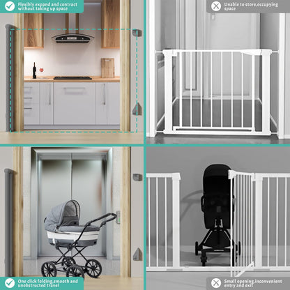 Retractable Baby Gate, Pet Gate for Stairs, Mesh Dog Gate for Doorways, Safety Locking Gates for Baby Indoor, Stair Gate for Outdoor, Hallways, Doorways (Black, 55 inch)